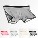 Men's Underwear Transparent Boxers Bulge Ice Silk See Through Underpants Sexy Briefs Low Waist Panties Lingerie Intimates 2