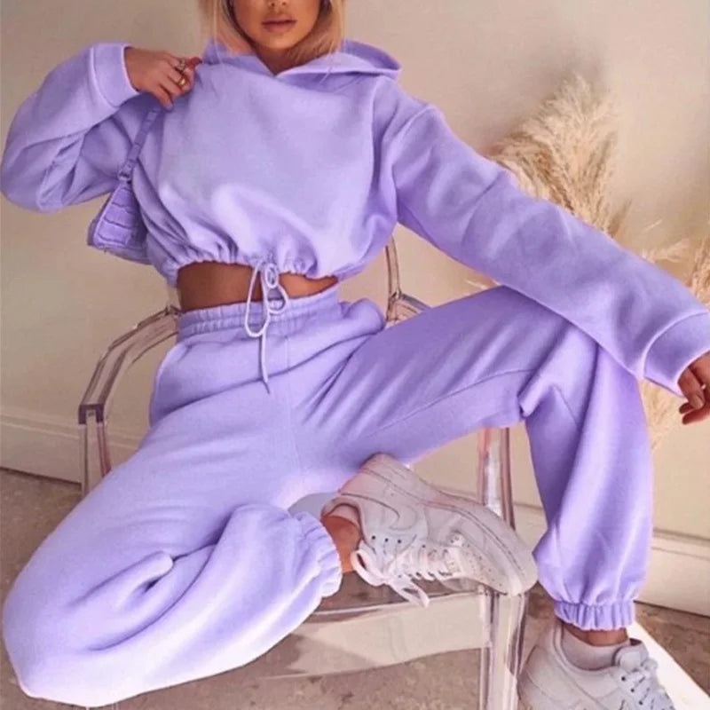 Fashion Trend Women's Wear, Long-sleeved Sports Casual Suit Waist Two-piece Set 3