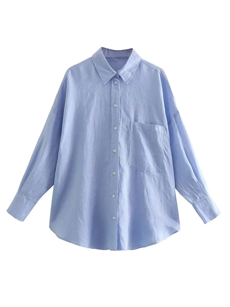 Vintage Oversized Button-Up Blouse