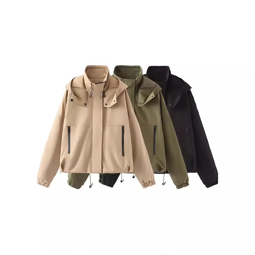 2024 Spring and Autumn New Women's Fashion and Elegance Fashionable Classic Hooded Short Jacket Coat 6
