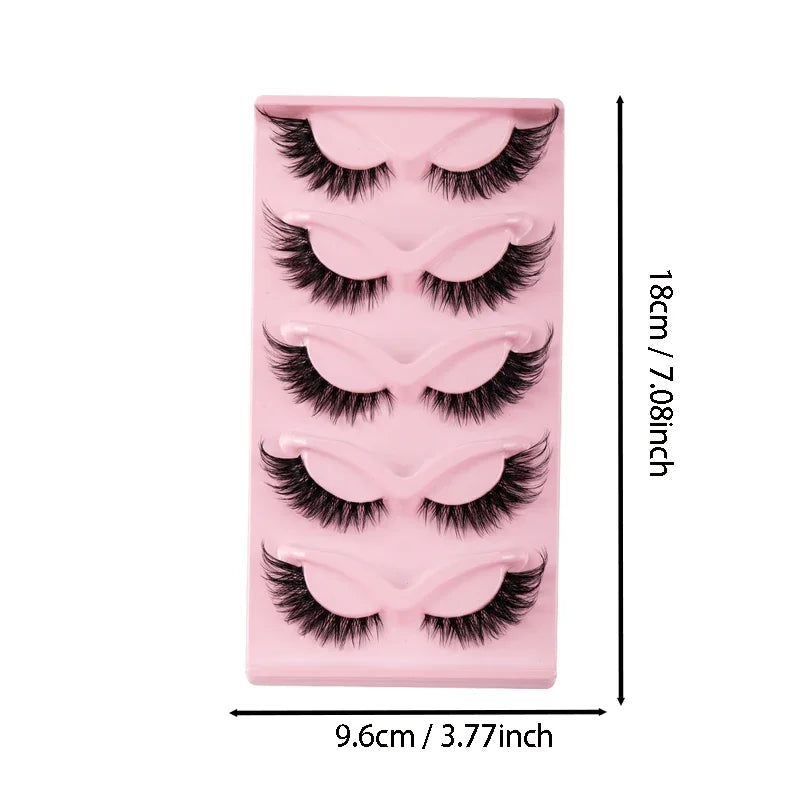 5 Pairs Cat Eye Lashes Faux Mink Eyelashes Natural long Manga Lashes Winged End Eye Elongated Eyelashes Fake Lashes Makeup 4
