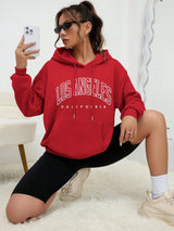 Los Angeles Letter Design Fleece Hoodie
