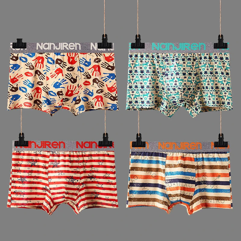 4Pcs Boxer Shorts Men's Underwear Sexy Panties Cotton Boxers Man Underpants Male Shorts Homme U Convex Lingerie