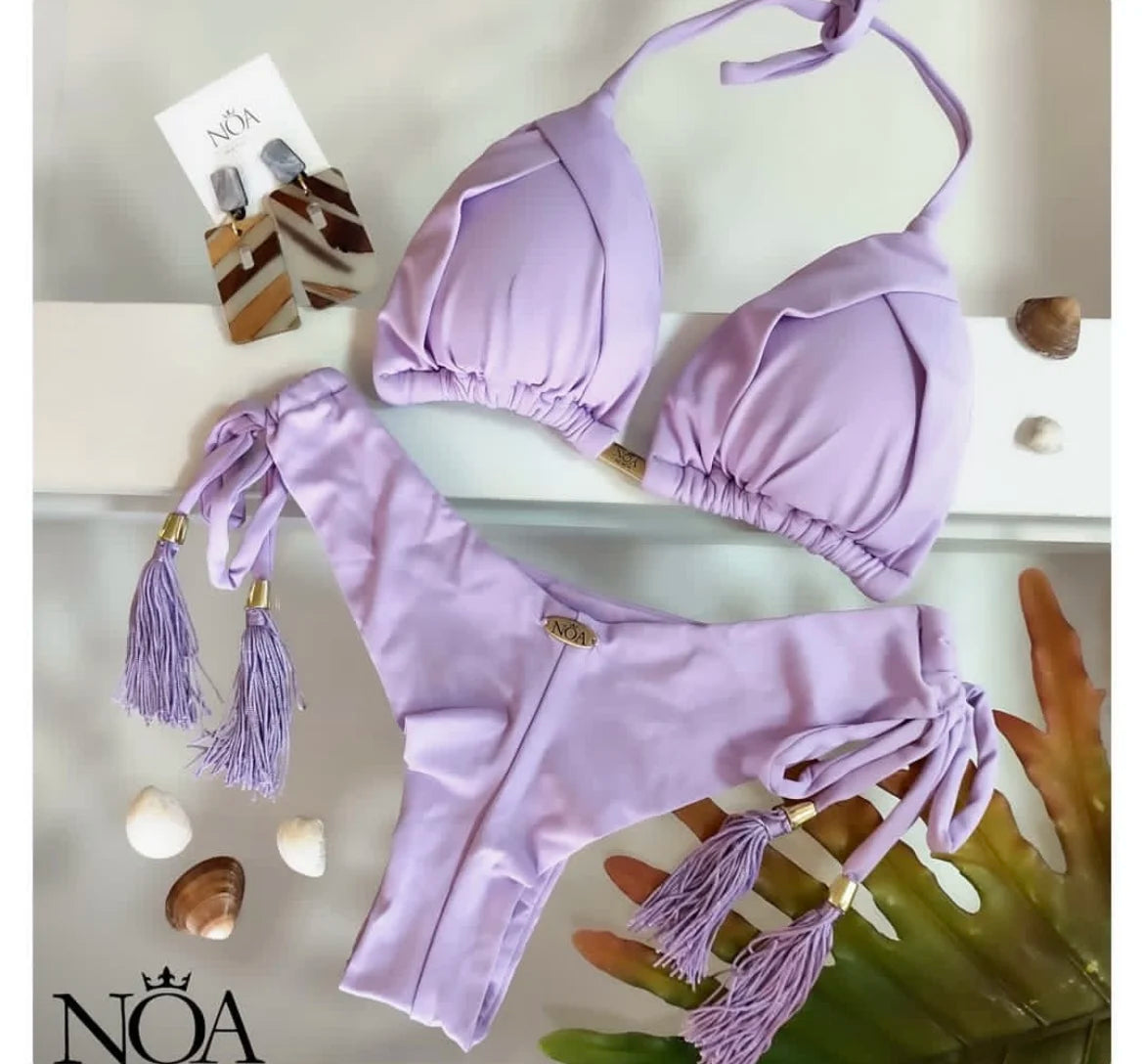 2023 New Sexy Triangle Bathing Suit for Women Brazilian Bikinis Halter Swimwear Push Up Swimsuit Beach Bikini Set 2