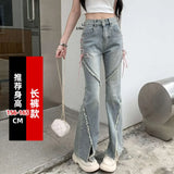 American-Split-Jeans-Women-Pink-Bandage-High-Waist-Irregular-Spliced-Denim-Pants-Zipper-Fly-Trousers-Y2k