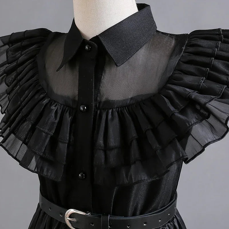 Wednesday Adams Cosplay for Girls Costume 2025 New Vestidos For Kids Carnival Easter Halloween Party Costumes for 3-12 Years 4