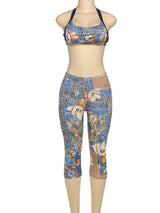 Colorful Print Women 2 Piece Set Tracksuit Summer Backless Camisole+Shorts Matching Street Stretch Activity Outfits 6