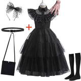 Wednesday Adams Cosplay for Girls Costume 2025 New Vestidos For Kids Carnival Easter Halloween Party Costumes for 3-12 Years