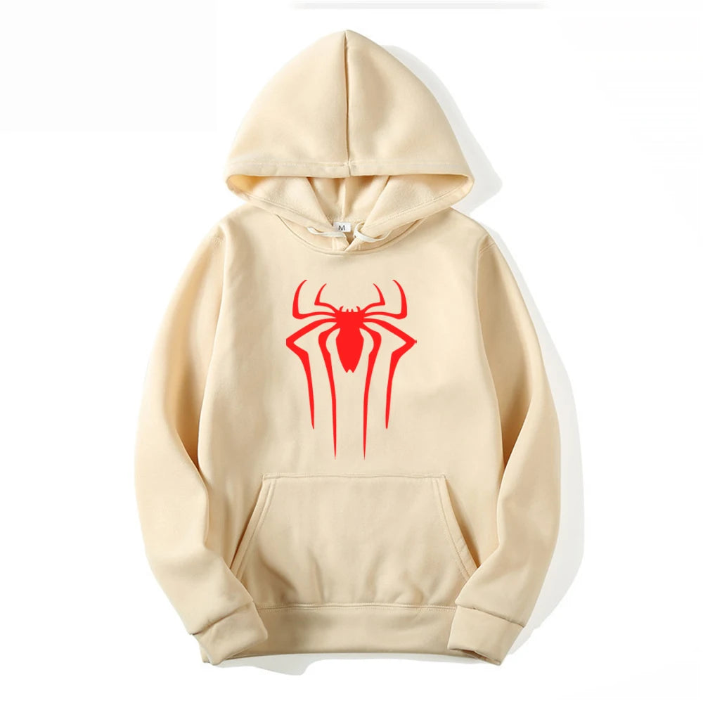 Fashion brand Men's Hoodie Casual Hoodie Sweatshirt Men's/Women's top Solid color printed spider hoodie sweatshirt