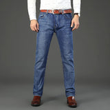 Classic Fit Blue Stretch Denim Jeans for Men | Spring & Autumn Business Style 2
