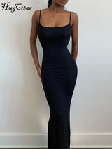 Hugcitar Satin Slip Sleeveless Backless Slim Sexy Maxi Dress 2022 Spring Women  Party Y2K Concise Bodycon Elegant  Clothing 3