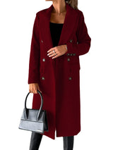 Women’s Slim-Fit Double-Breasted Wool-Blend Coat