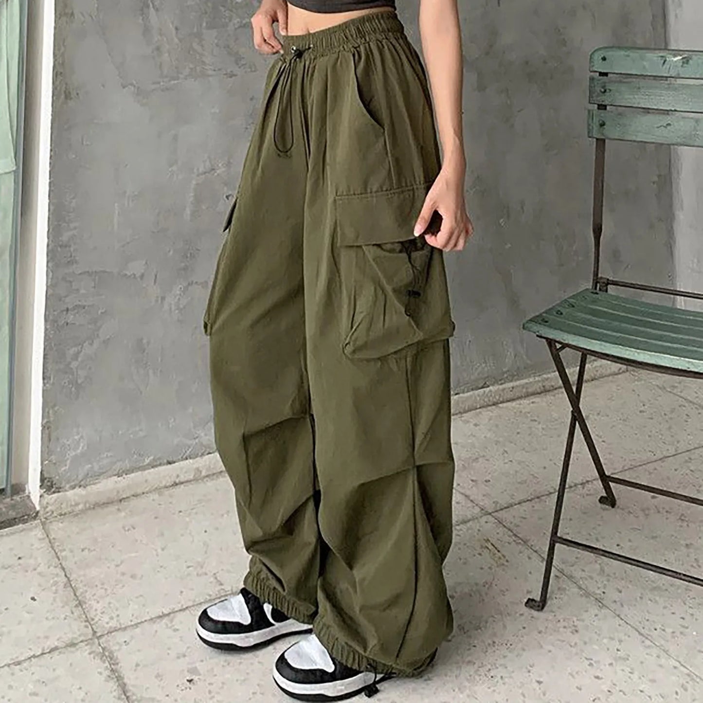 Women Pants Casual Low Waist Drawstring Sweatpant Solid Drawstring Parachute Trousers Oversized Pants Jogger Women'S Pants 5