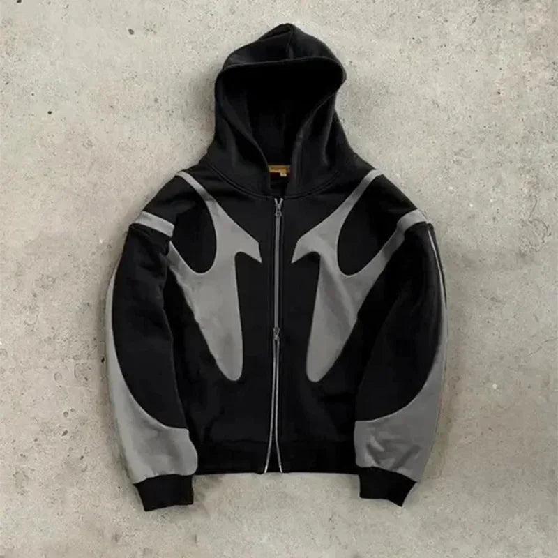 American  Retro Letter Printed Devil Pattern Hoodie Y2k Harajuku Casual Couple Zipper Hoodies Sweatshirt Fashion Street Clothing 4