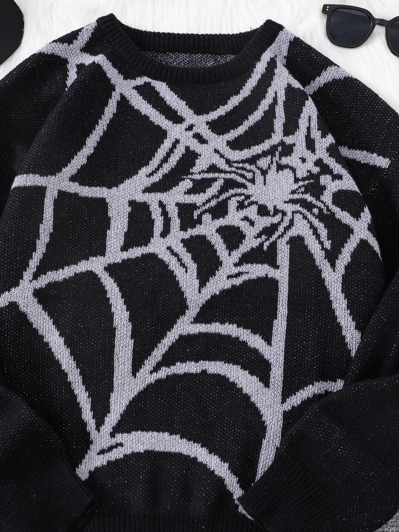 Autumn and Winter Spider Web Jacquard Pattern Pullover Sweater Casual Round Neck Knitted Men's Pullover 4