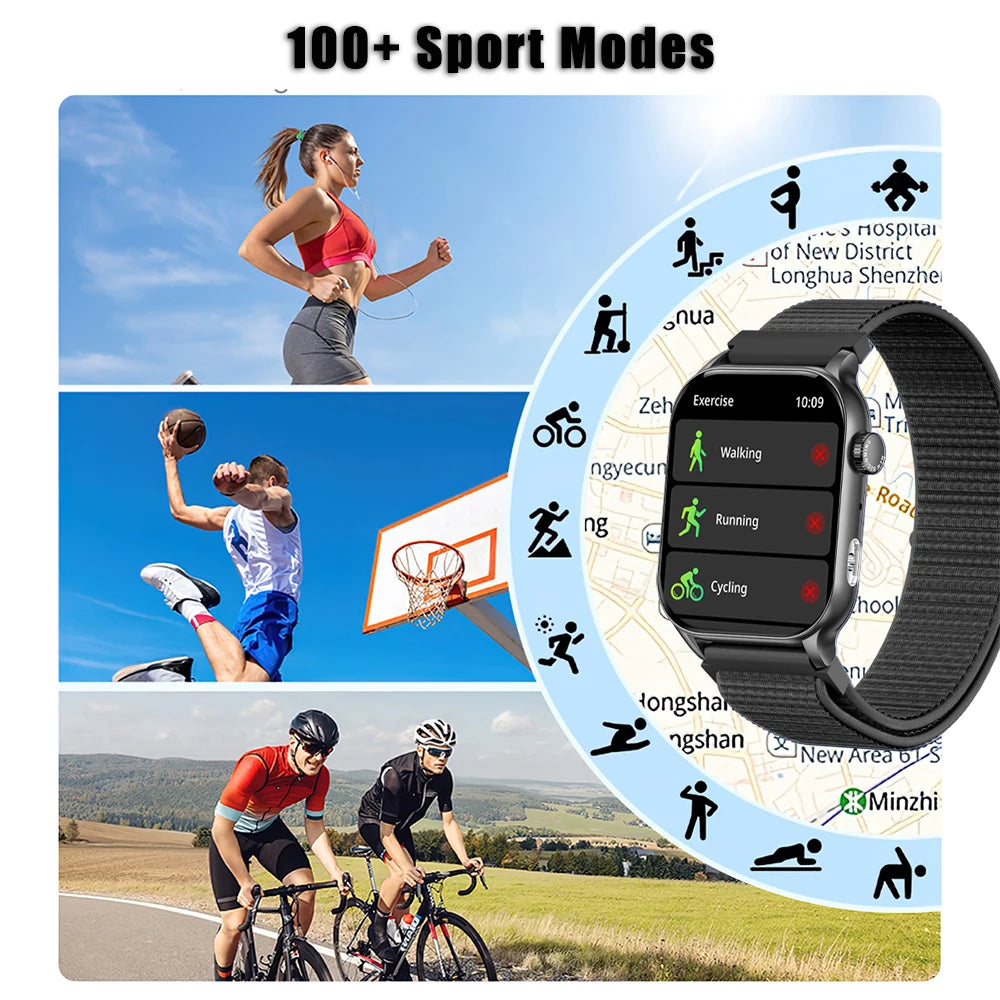 AMOLED Smart Watch Bluetooth Call LED Flashlight 100+ Sport Mode DIY Dial Custom Camera Control Smartwatch for Men Women 4