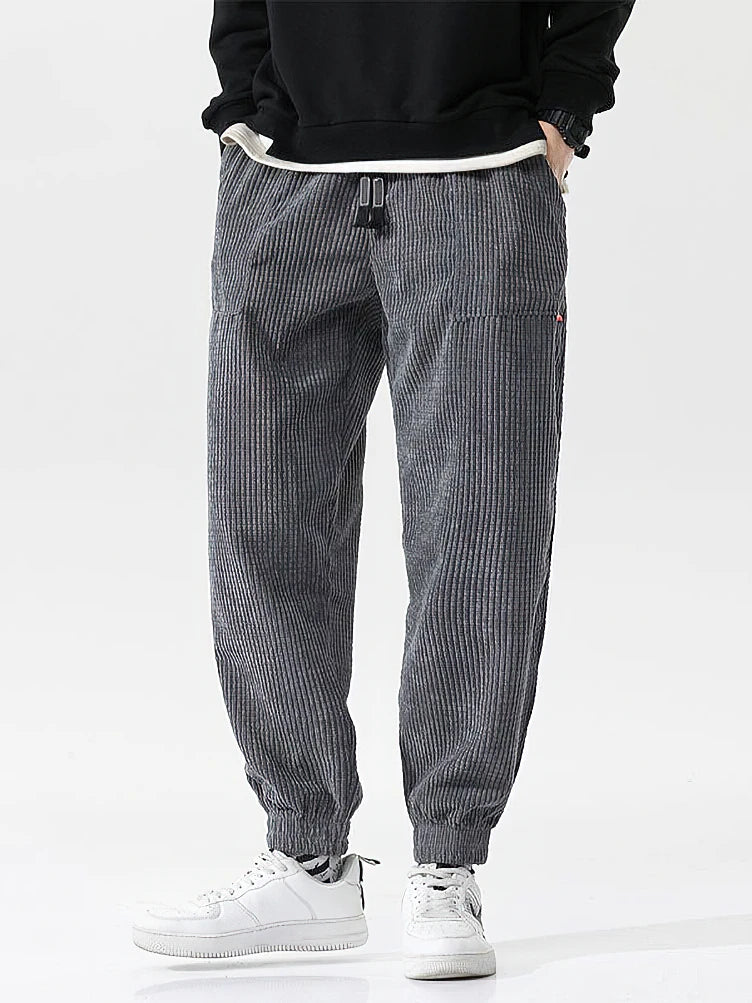 Baggy Corduroy Harem Pants Men | Solid Color Loose Sweatpants | Winter Casual Trousers 4