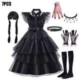 Girls' Gothic Black Mesh Fluffy Dress