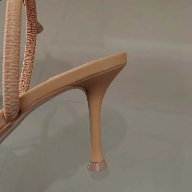 2025 Summer Women's Diamond Mesh High Heel Sandals - Elegant Slingback Party Shoes 5