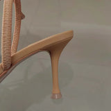 2025 Summer Women's Diamond Mesh High Heel Sandals - Elegant Slingback Party Shoes 5