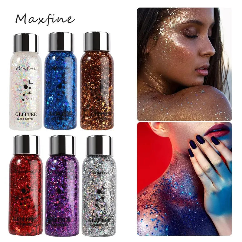 Full Body Gel Sequins Dazzle Color Dress Eye And Hair Highlights Long Term Powder Is Not Easy To Take Off Makeup Flowers 2