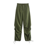 Women Fashion Parachute Cargo Pants Vintage Jogging Trousers High Elastic Waist Female Chic Lady Boot Cut 10