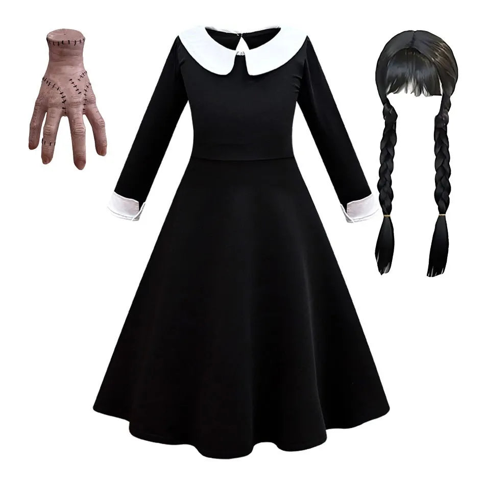 Kids' Wednesday Inspired Ruffle Dress