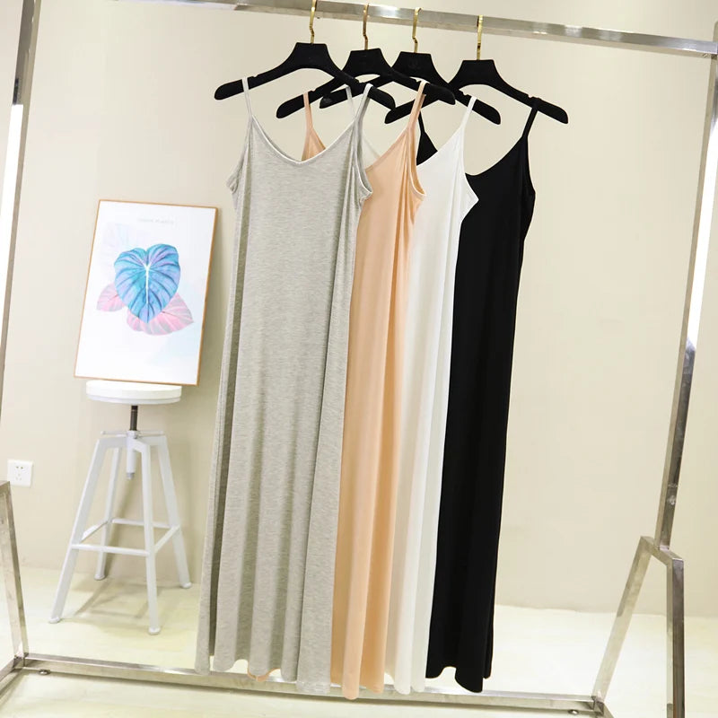 Woman Tank Dress Casual Modal Sexy Camisole Elastic Female Home Beach Dresses O-Neck Camis Sexy Dress 3