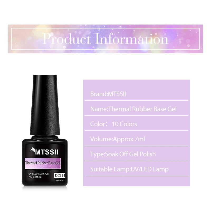 Mtssii 7ml Changing AurorasThermal Rubber Base Gel Nail Polish Nude Purple Glitter Sparking Long Lasting Manicure Art Varnish 5