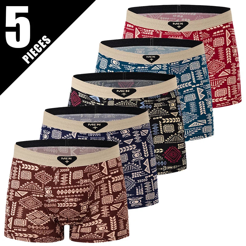 Men's Premium Gold Print Boxer Briefs (5 or 10 Pack)