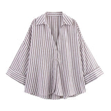 Women’s Asymmetric Linen Wide-Sleeve Shirt