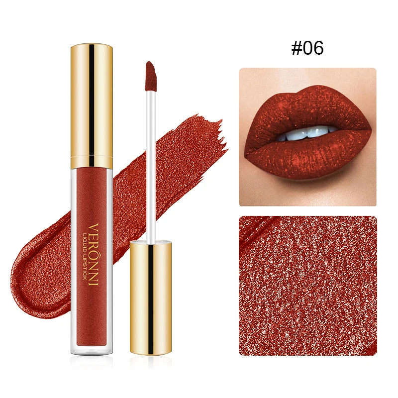 15-Color Radiant Glitter Liquid Lipstick