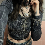 Dark-Academia-Graphic-Print-T-shirt-E-girl-Gothic-Mall-Goth-Alt-Emo-Crop-Top-Y2K