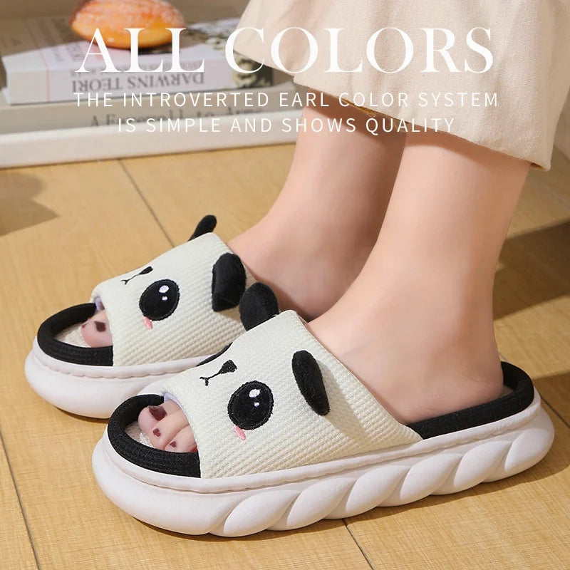 Cute Cartoon Cow Linen Slippers for Men & Women | Non-Slip Home Slides 6