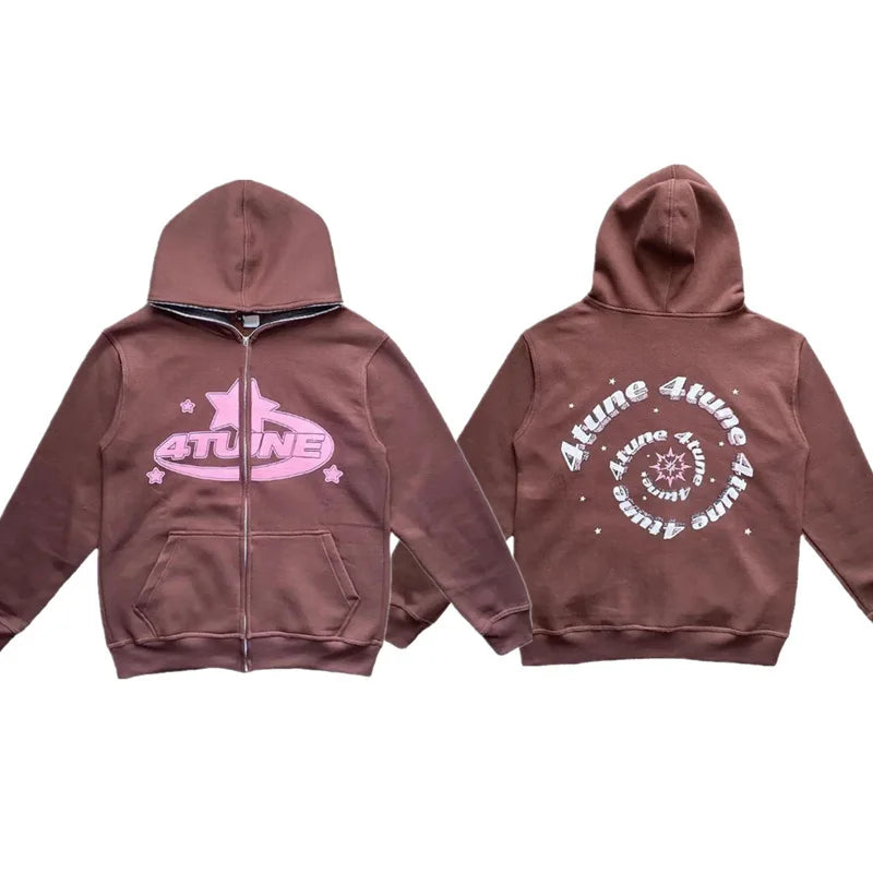 New Clothes Star Letter Print Retro Oversized Hoodie Women Y2K Street Hip-Hop Color Harajuku Casual Zipper Women Sweatshirt 2