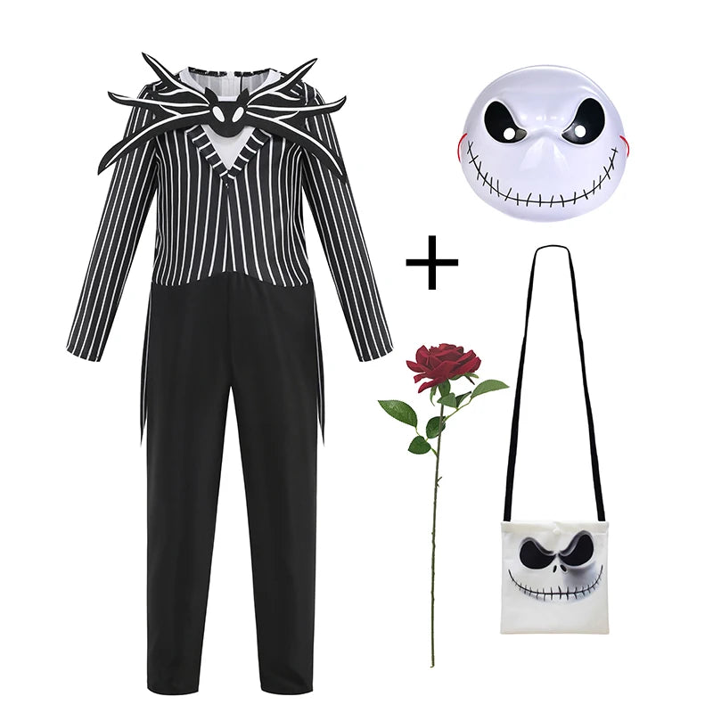 Classic The Nightmare Before Christmas Vintage Halloween Dress Sally Jack Jumpsuit Cosplay Clothes Children Fancy Party Apparel 3