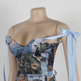 Women's Oil Painting Print 2-Piece Set | Crop Top & Pants | Lace-Up Detail | Fall/Winter Outfit 3