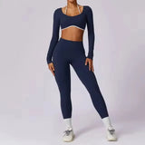 2Pcs Women Gym Set: Running Leggings & Sports Bra with Short Sleeve Top