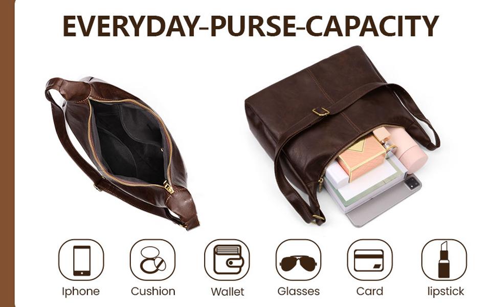 Hobo Shoulder Bags for Women Soft Vegan Leather Shoulder Handbag Versatile Large Capacity Tote Underarm Shoulder Bag Purses ﻿