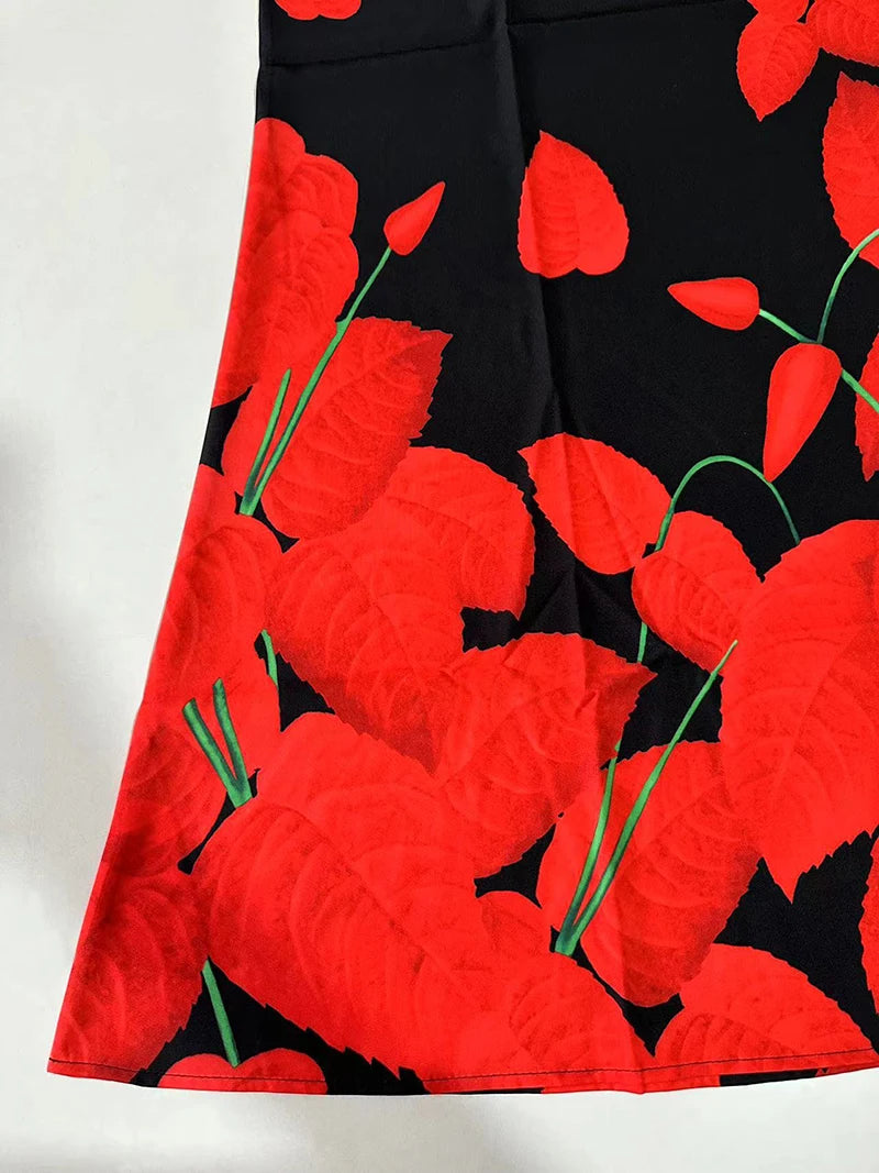 Women New Dress V-neck Sleeveless Sexy Printed Large Dress 4