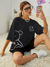 Women's Cotton T-Shirt - Kawaii Teddy Bear Graphic Print - Summer Casual Top 4