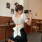 Women’s French Bow Puff-Sleeve Blouse