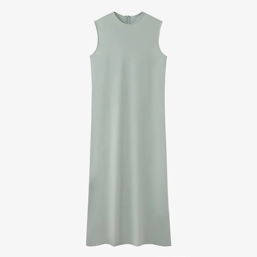 AS-2024-woman-clothing-high-Stretch-ribbing-closed-fit-wrap-tops-Matte-Satin-dress-Maxi-matching