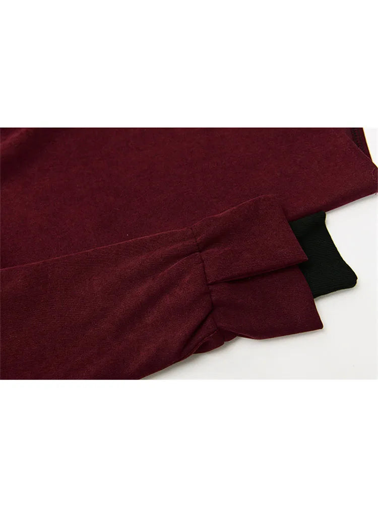 Fake Two Piece Shirt Women Patchwork Turtleneck Turn-down Collar Autumn Winter Casual Lady Long Sleeves Female Loose Blouse Tops 4