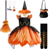Girls' Halloween Pumpkin Witch Princess Dress