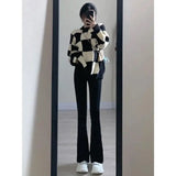 Spring Summer Black Flare Pants High Waist Black Vintage Skinny Pants Fashion Casual For Women Streetwear Indie Solid Trousers 6