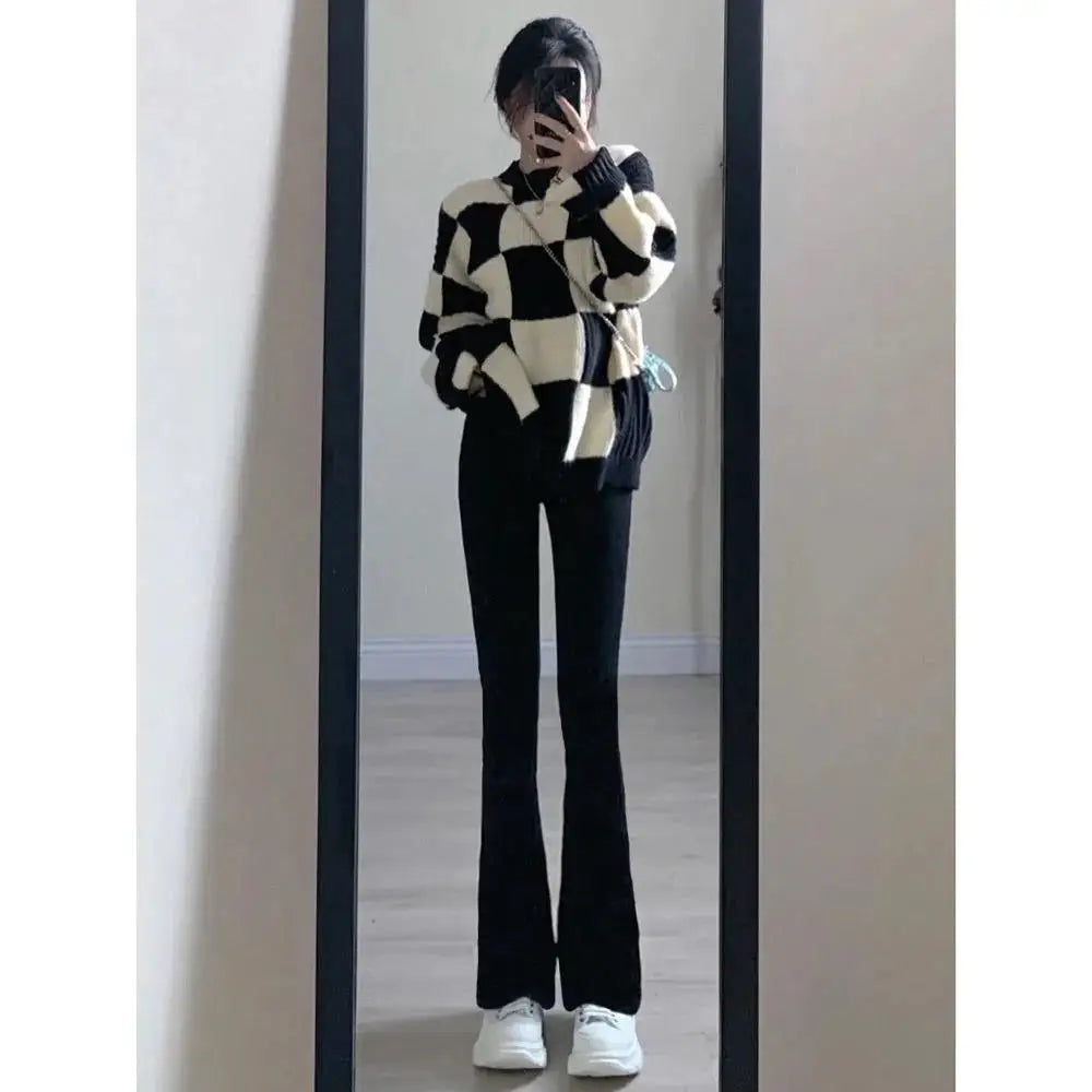 Spring Summer Black Flare Pants High Waist Black Vintage Skinny Pants Fashion Casual For Women Streetwear Indie Solid Trousers 6