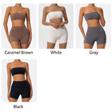 Ctenkevet Two Piece Fitness Sports Set Women Workout Yoga Outfit Strapless Bra Woman 2Ps Gym Crop Top Deportivos Mujer Gym Suits 4