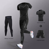 3-7Pcs Men's Ice Fiber Quick-Dry Running Fitness Full Set/Suit Tracksuit For Marathon, Training Cycling，Jogging,Gym， sweatpants