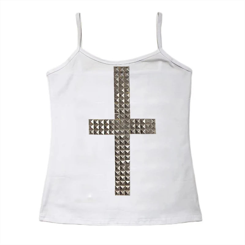 Women 90s Vintage Clothing T-shirts Goth Kawaii Girl Emo Kpop Goth Baby Tees Harajuku Cross Hot Stamping Y2k Clothes Streetwear 4